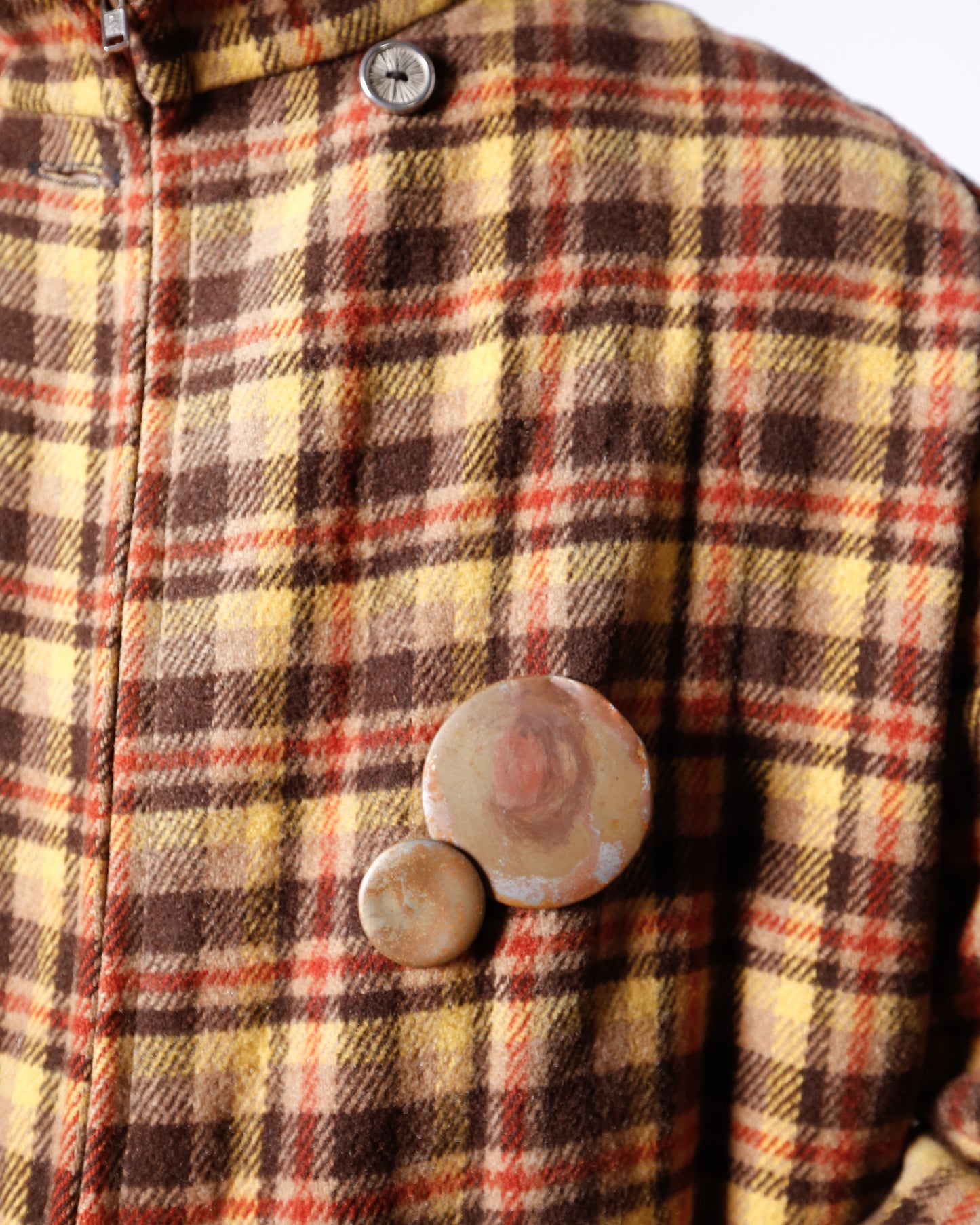 vintage super long check wool coat