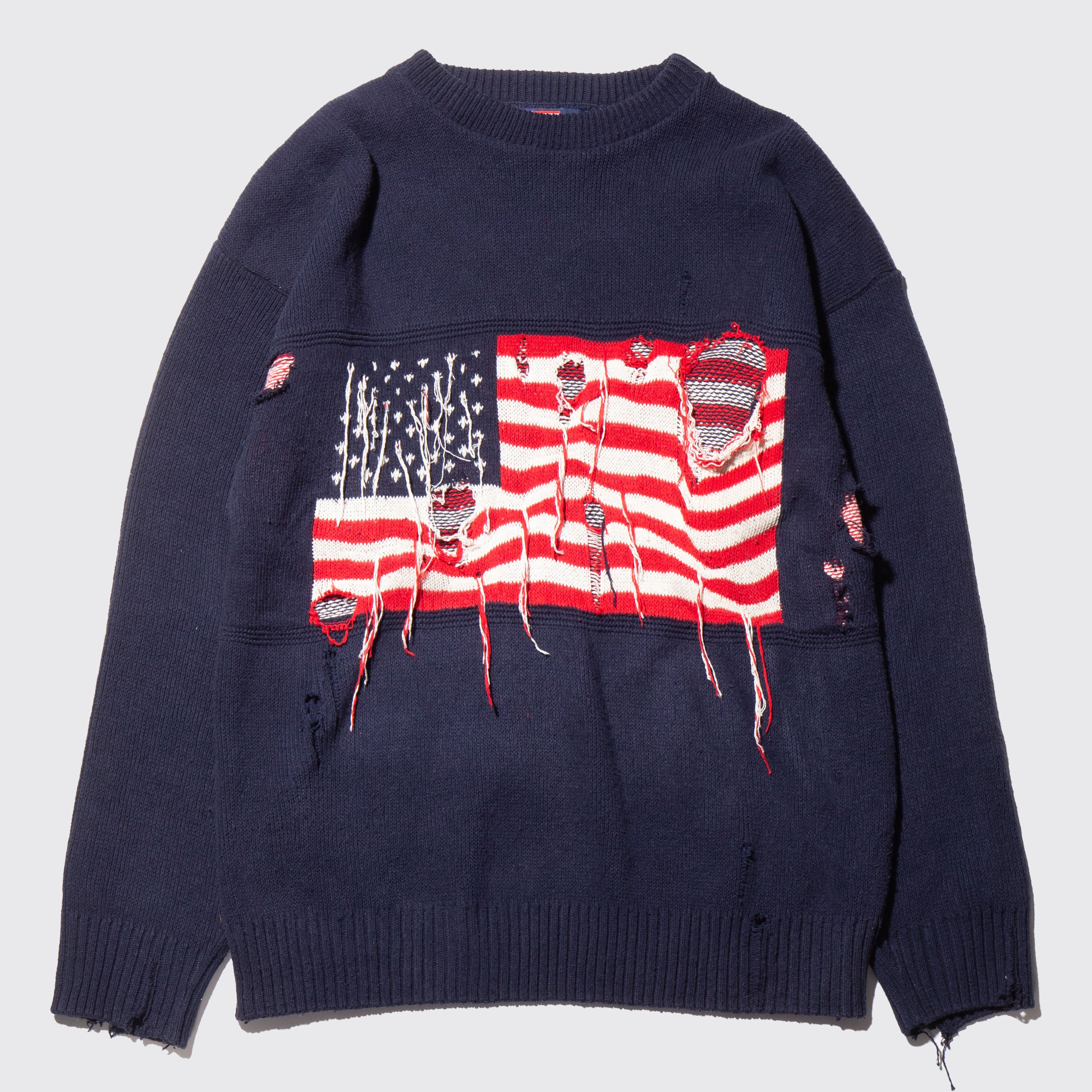 100％本物 BROKEN リメイク 国旗 ボロニット FLAG BORO SWEATER ニット