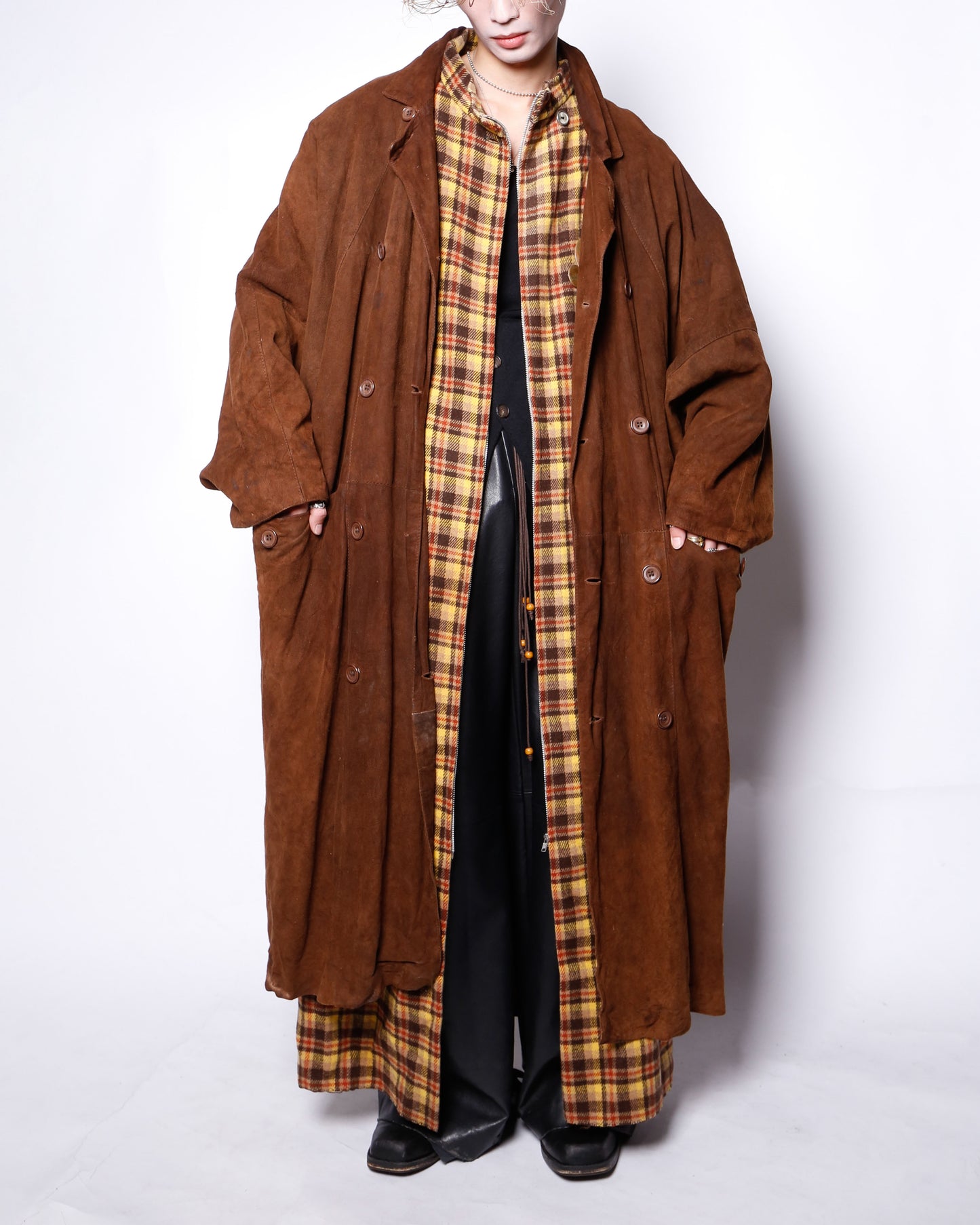 vintage uk dolman sleeve nubuck leather coat