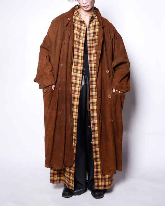 vintage uk dolman sleeve nubuck leather coat