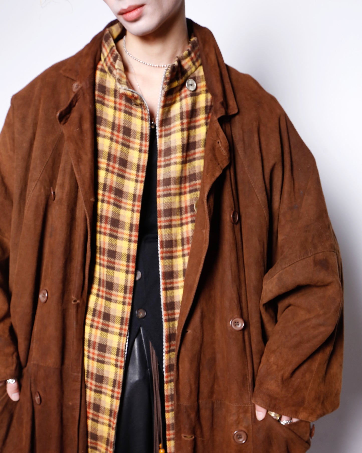 vintage uk dolman sleeve nubuck leather coat