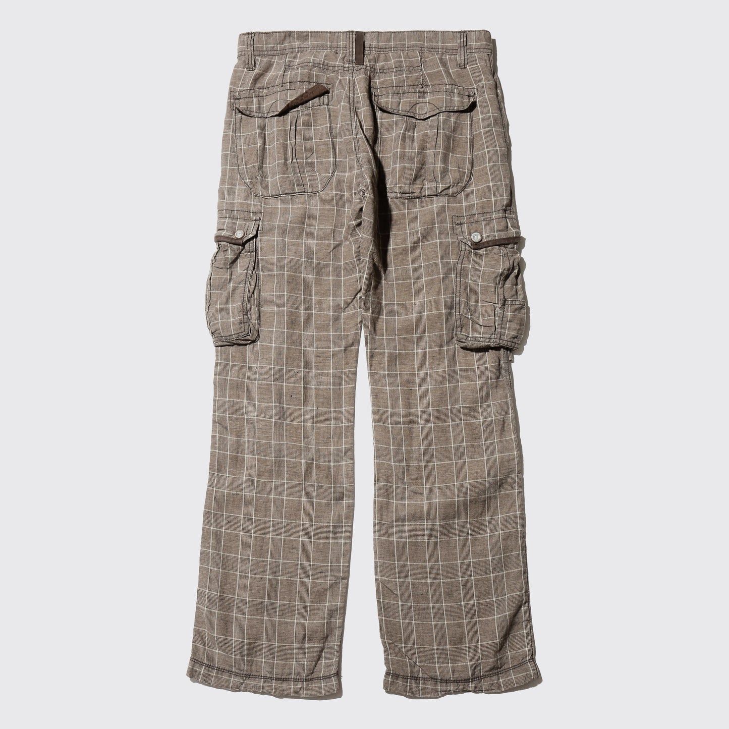 *one-off esplit repaired check cargo trousers