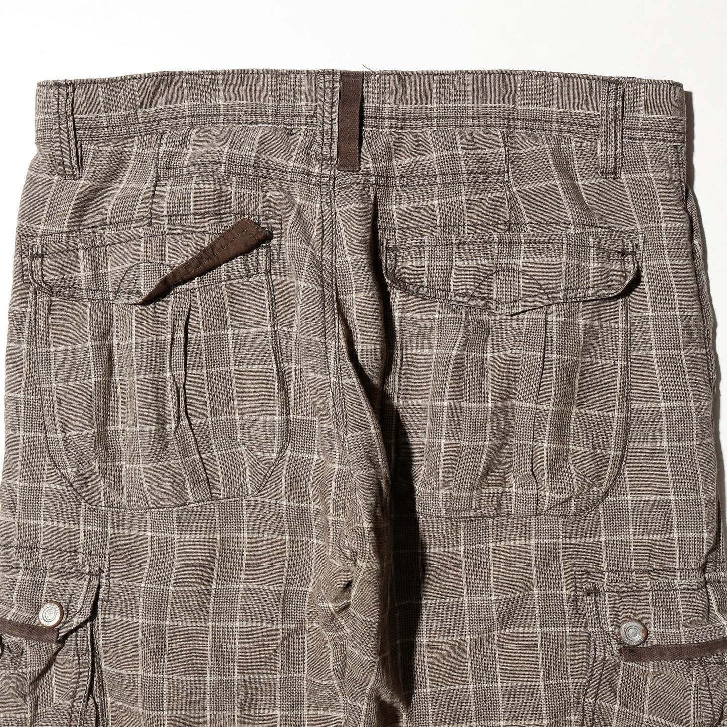 *one-off esplit repaired check cargo trousers