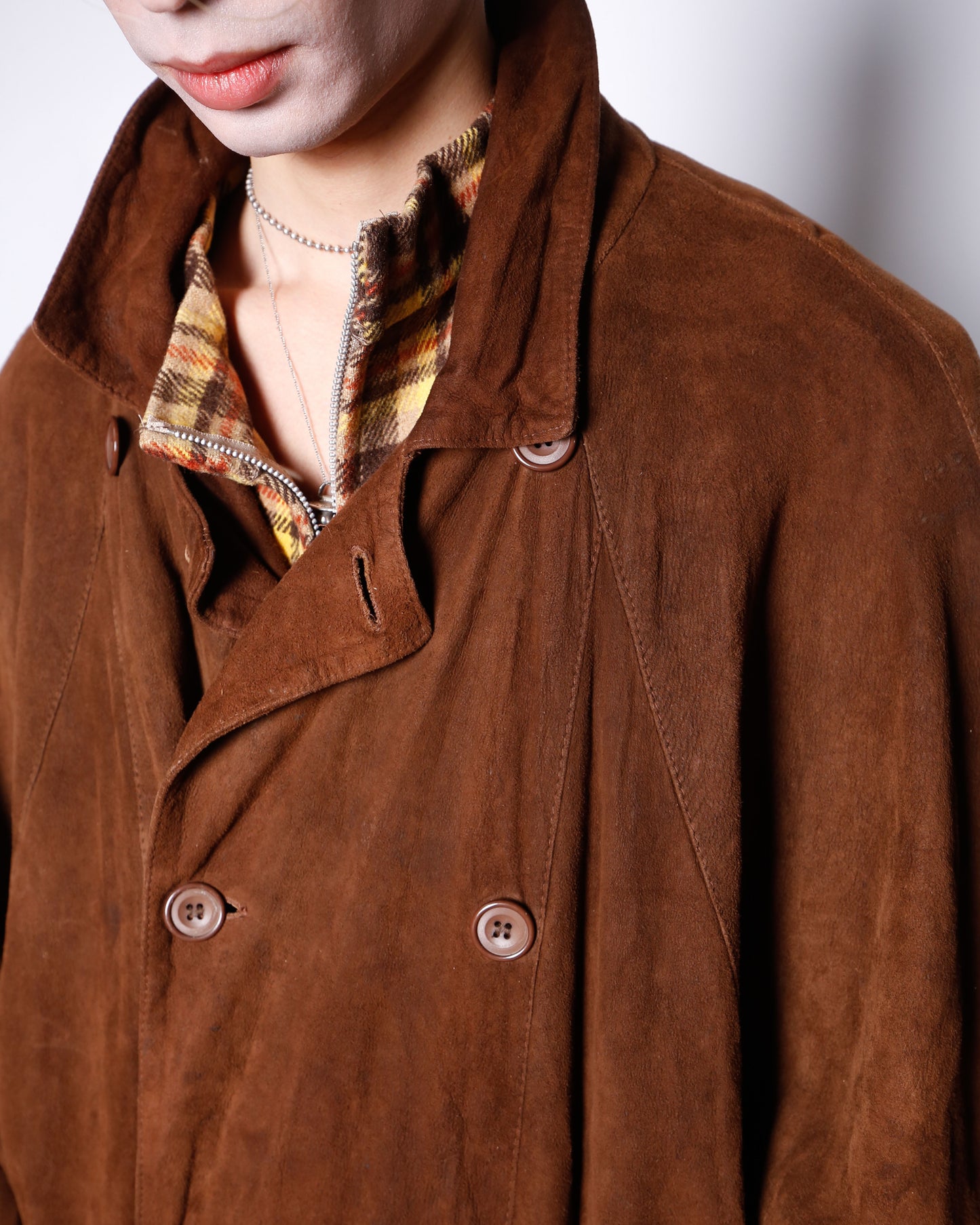 vintage uk dolman sleeve nubuck leather coat