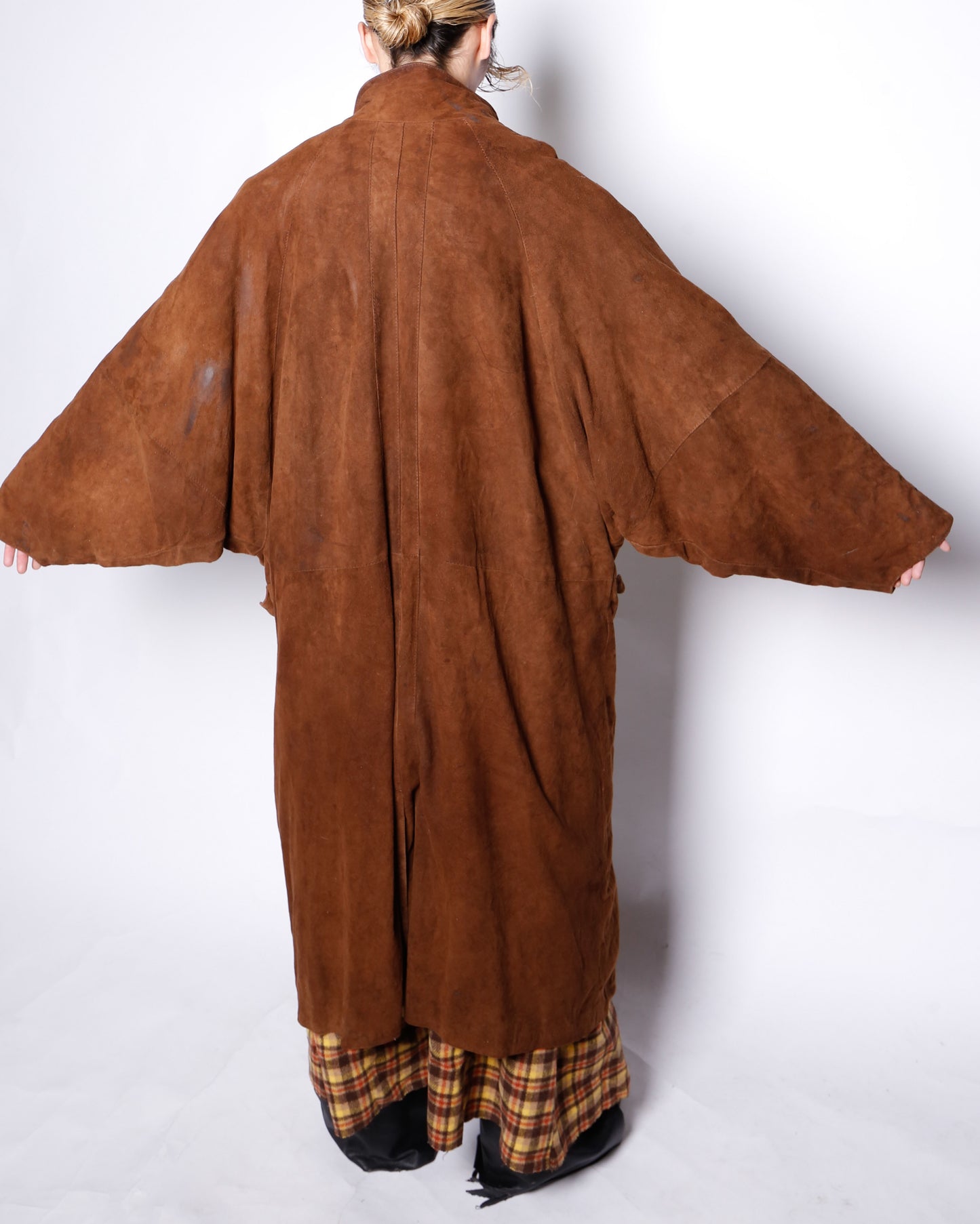 vintage uk dolman sleeve nubuck leather coat