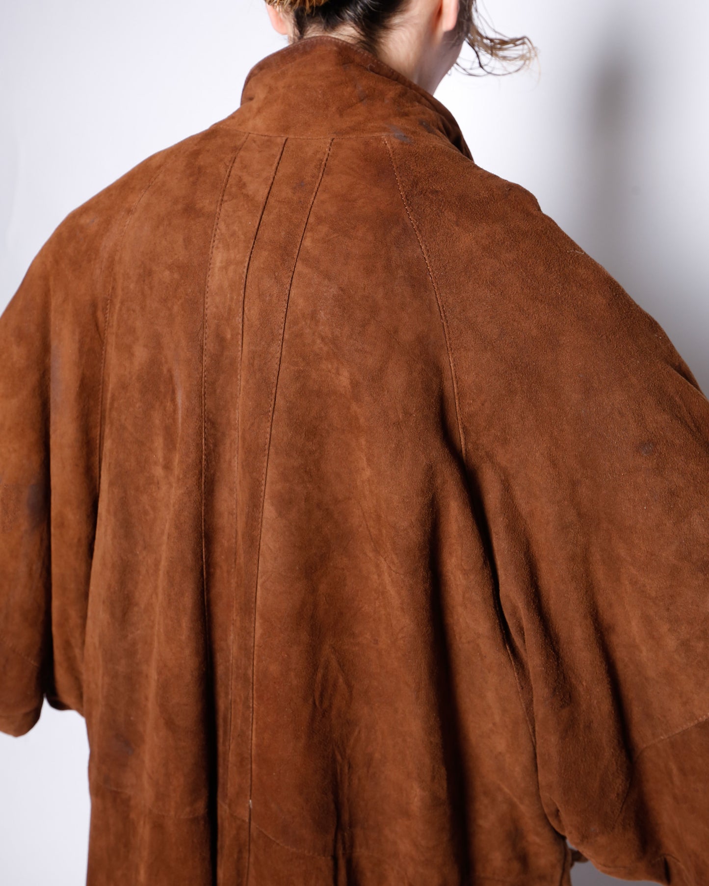 vintage uk dolman sleeve nubuck leather coat