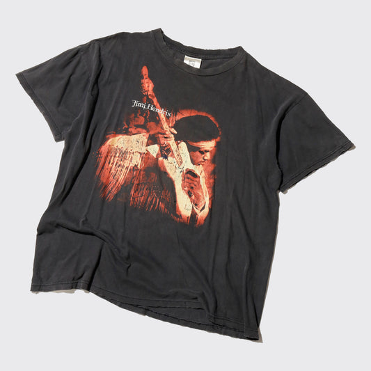 vintage 90's Jimi Hendrix "live at woodstock" broken t-shirt