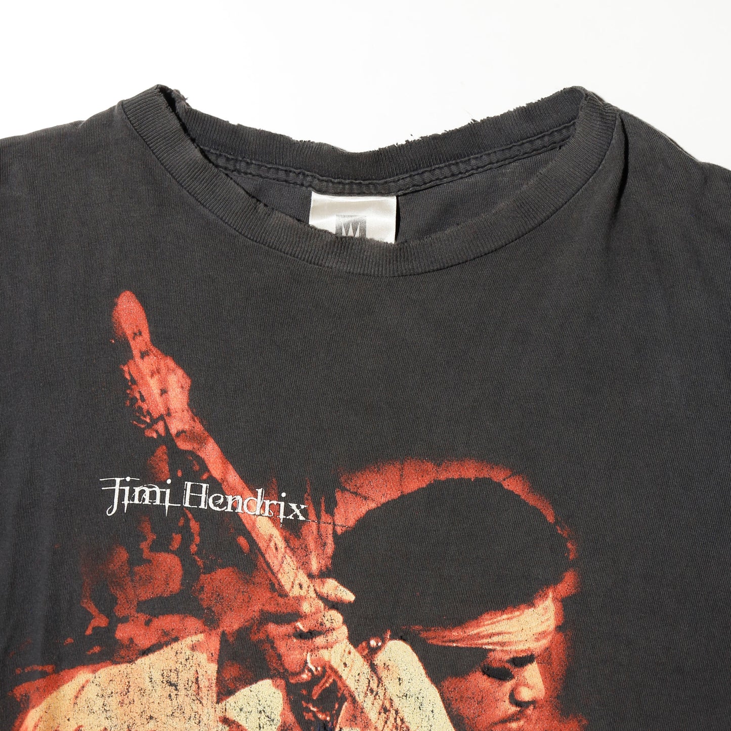 vintage 90's Jimi Hendrix "live at woodstock" broken t-shirt