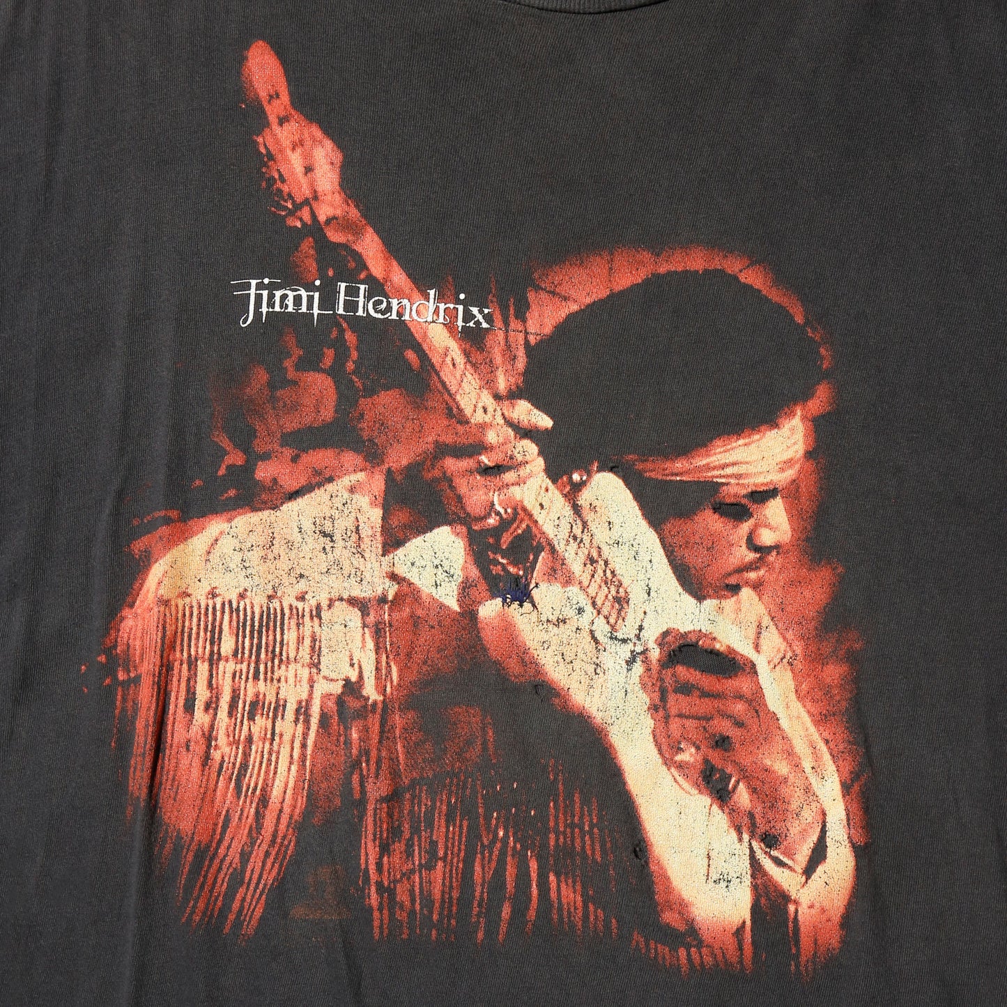 vintage 90's Jimi Hendrix "live at woodstock" broken t-shirt