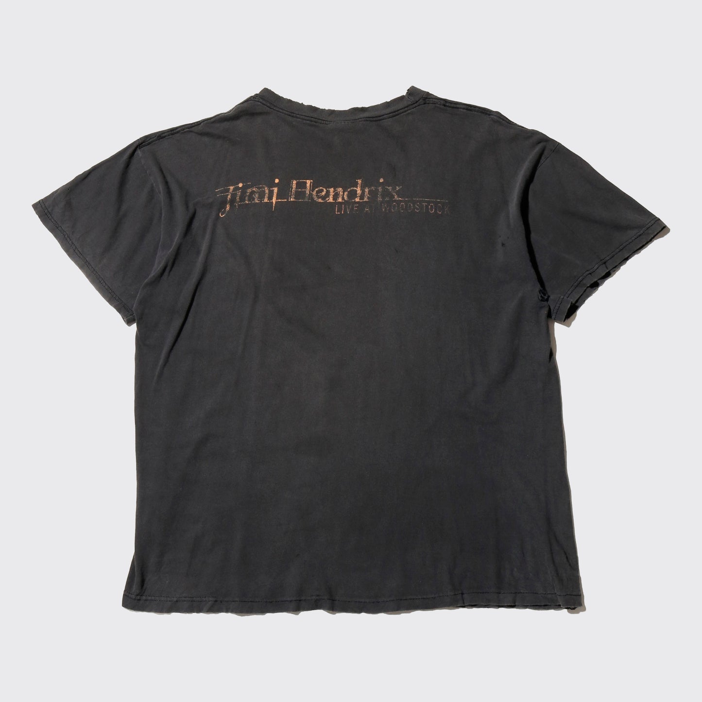 vintage 90's Jimi Hendrix "live at woodstock" broken t-shirt