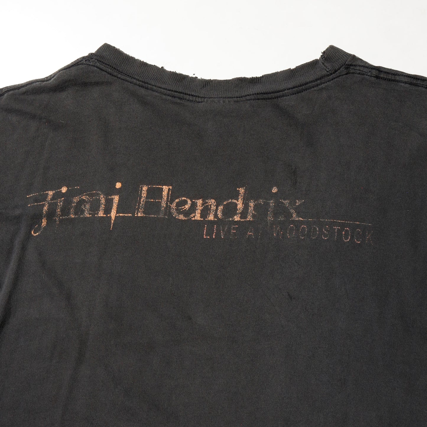 vintage 90's Jimi Hendrix "live at woodstock" broken t-shirt