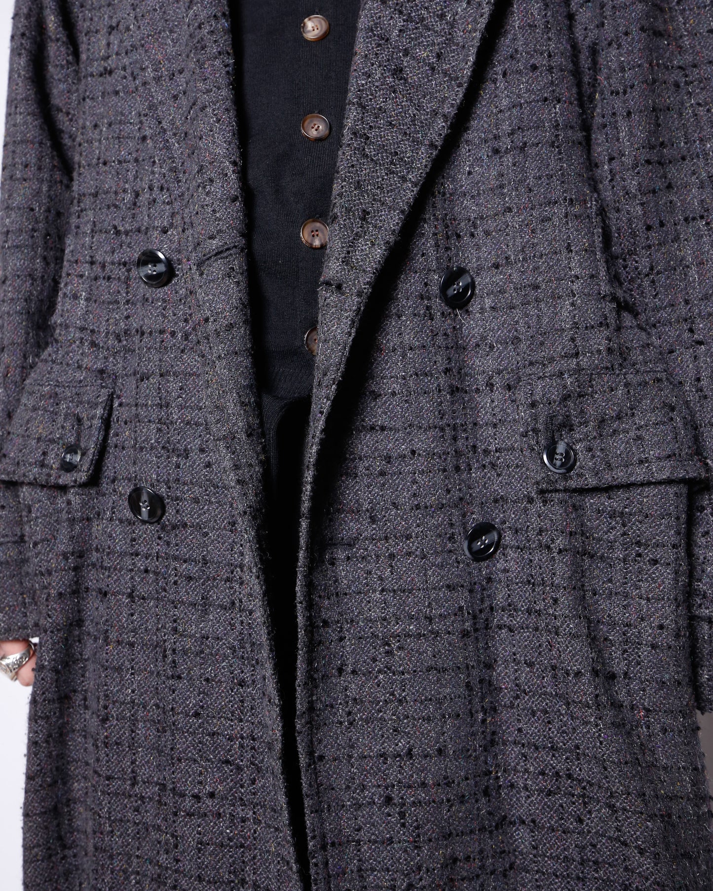 vintage super long tweed double breasted coat
