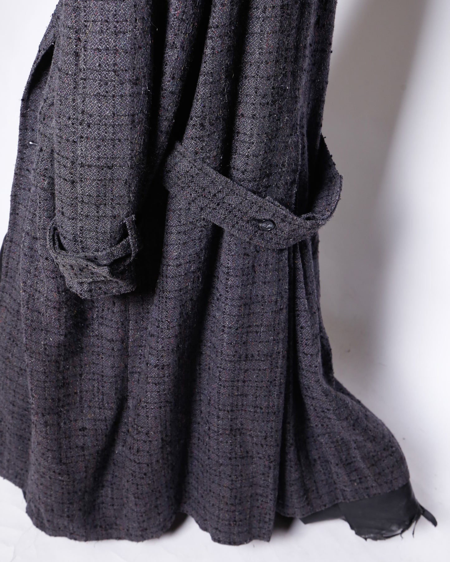 vintage super long tweed double breasted coat
