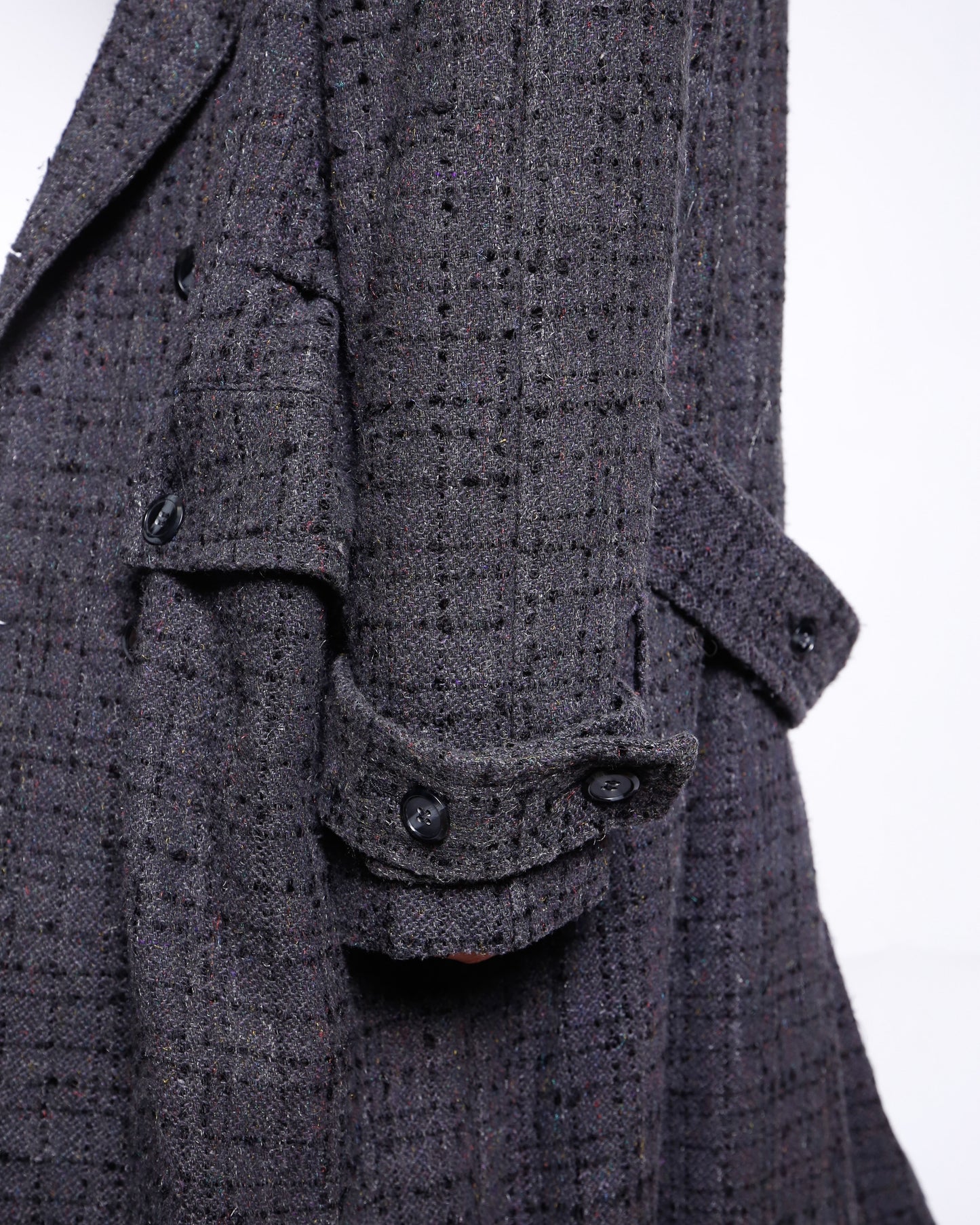 vintage super long tweed double breasted coat