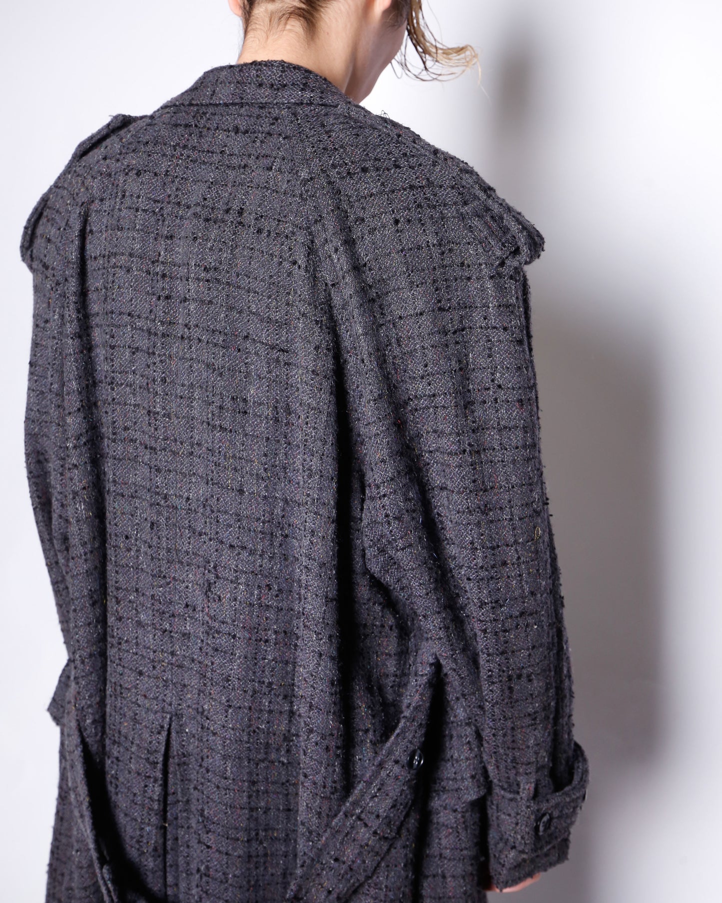 vintage super long tweed double breasted coat