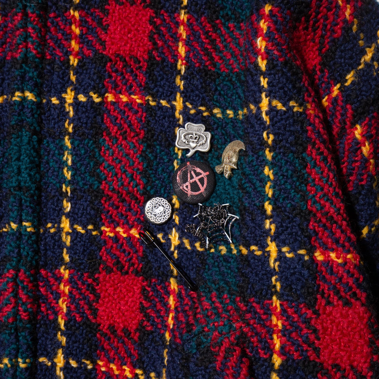 vintage custom tartan check knit jacket