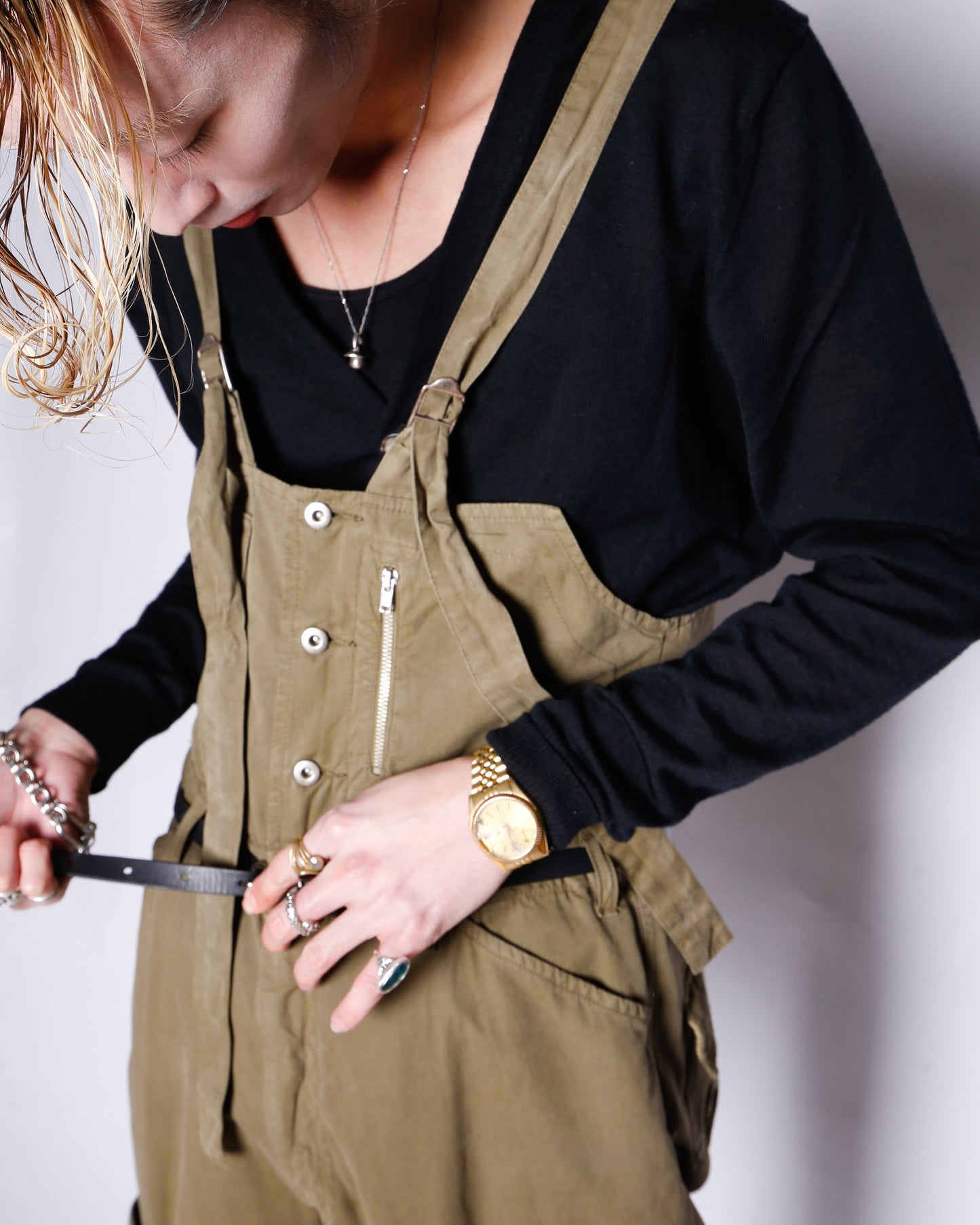 vintage silver king cargo salopette, detachable pocket