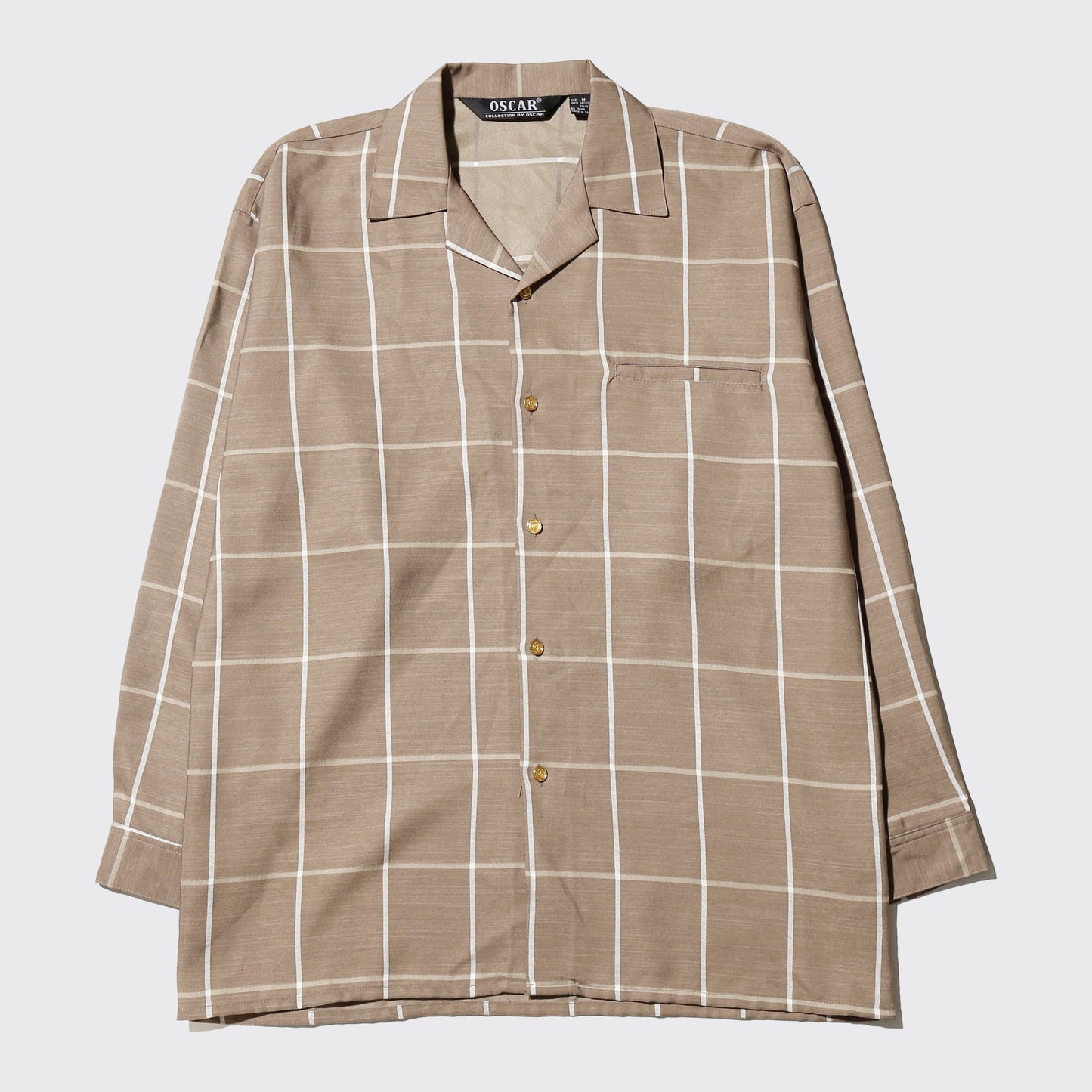 vintage window check open collar shirt
