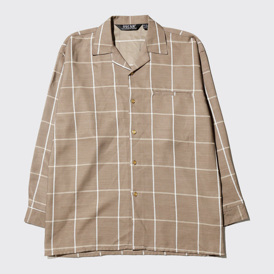 vintage window check open collar shirt