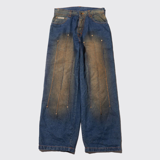 vintage godbody pleats fade baggy jeans