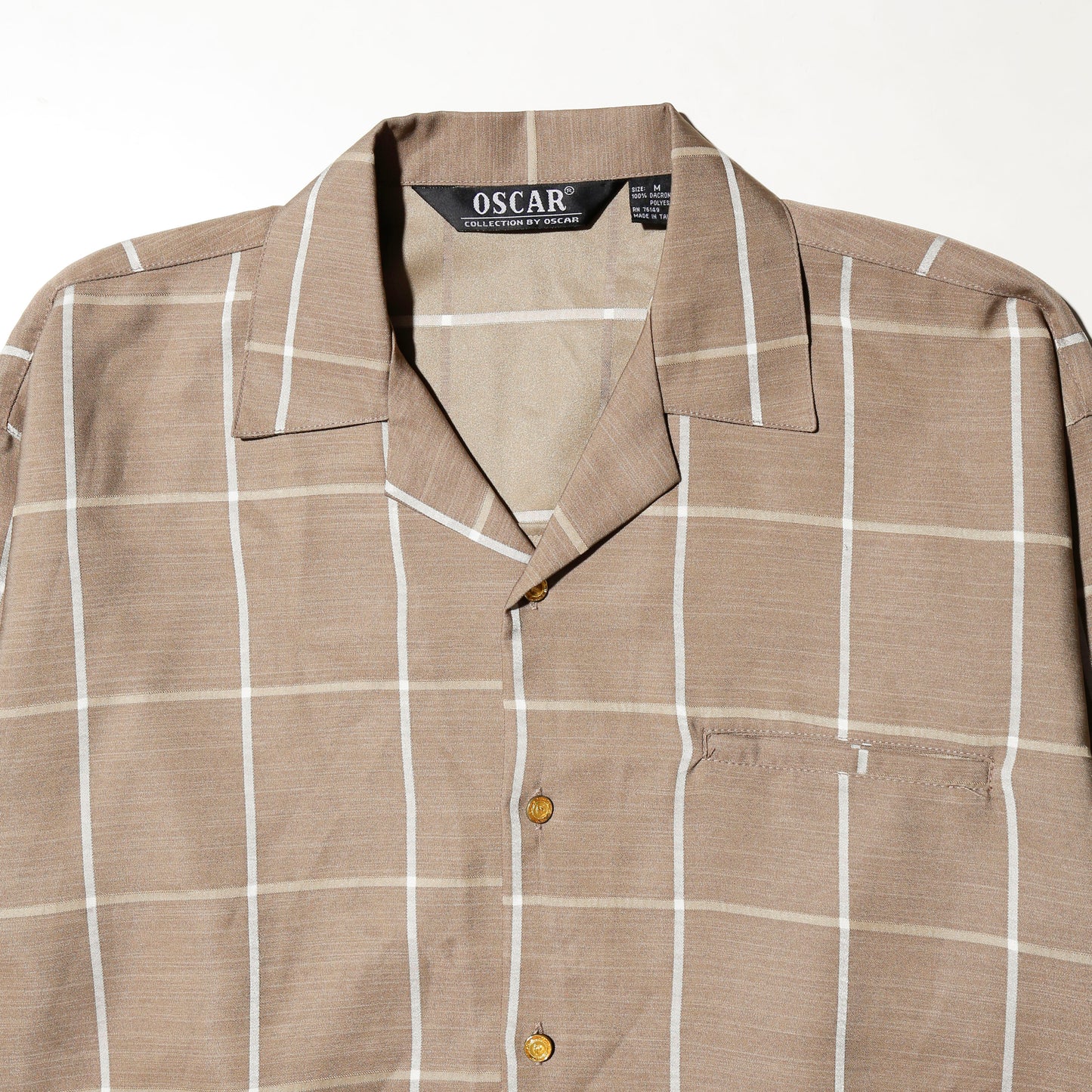 vintage window check open collar shirt