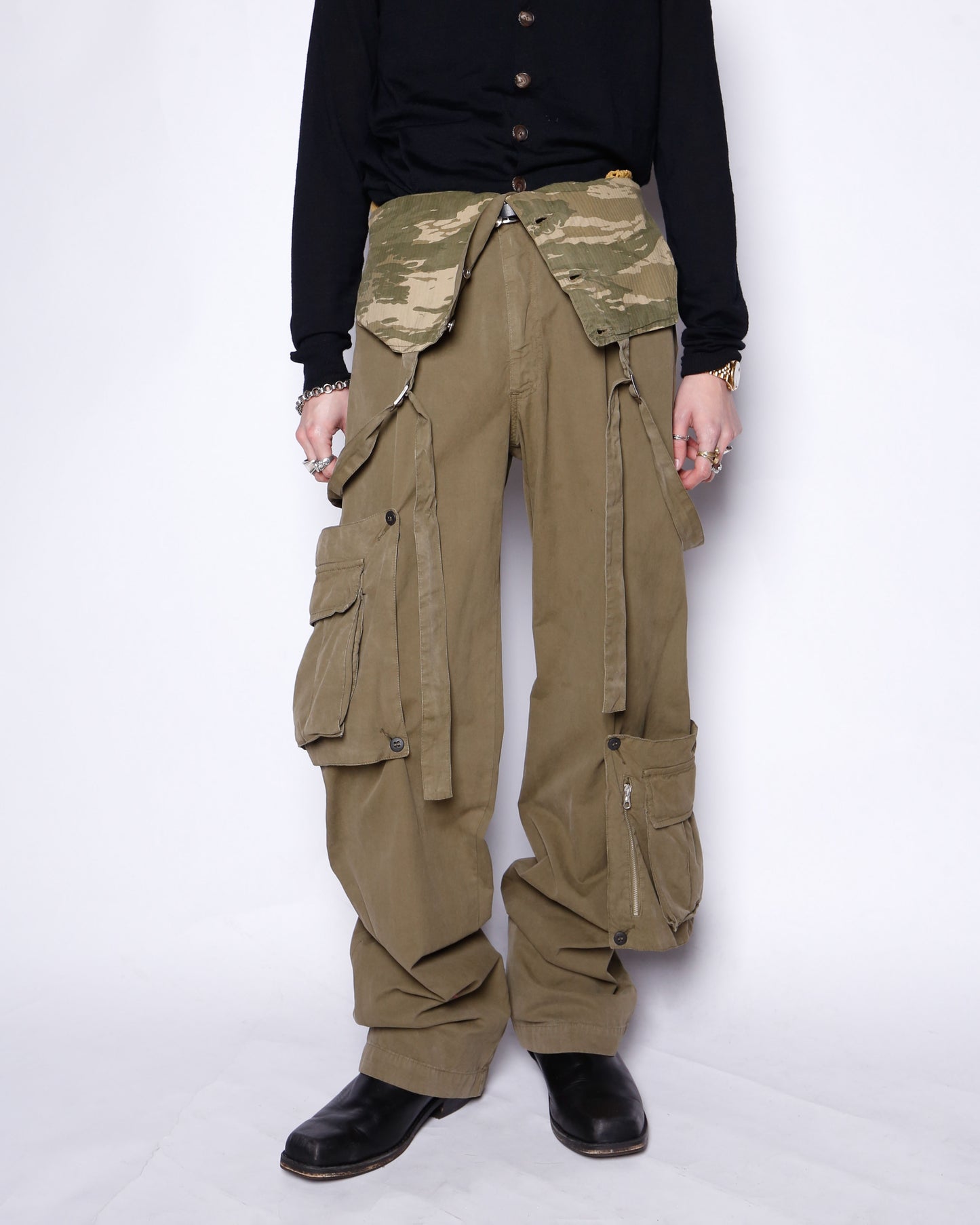 vintage silver king cargo salopette, detachable pocket