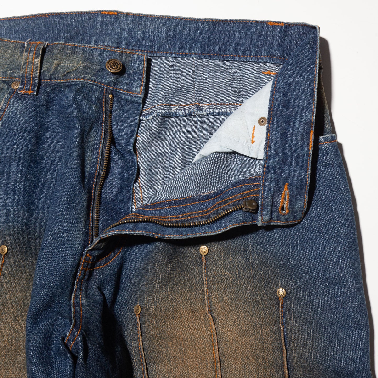 vintage godbody pleats fade baggy jeans