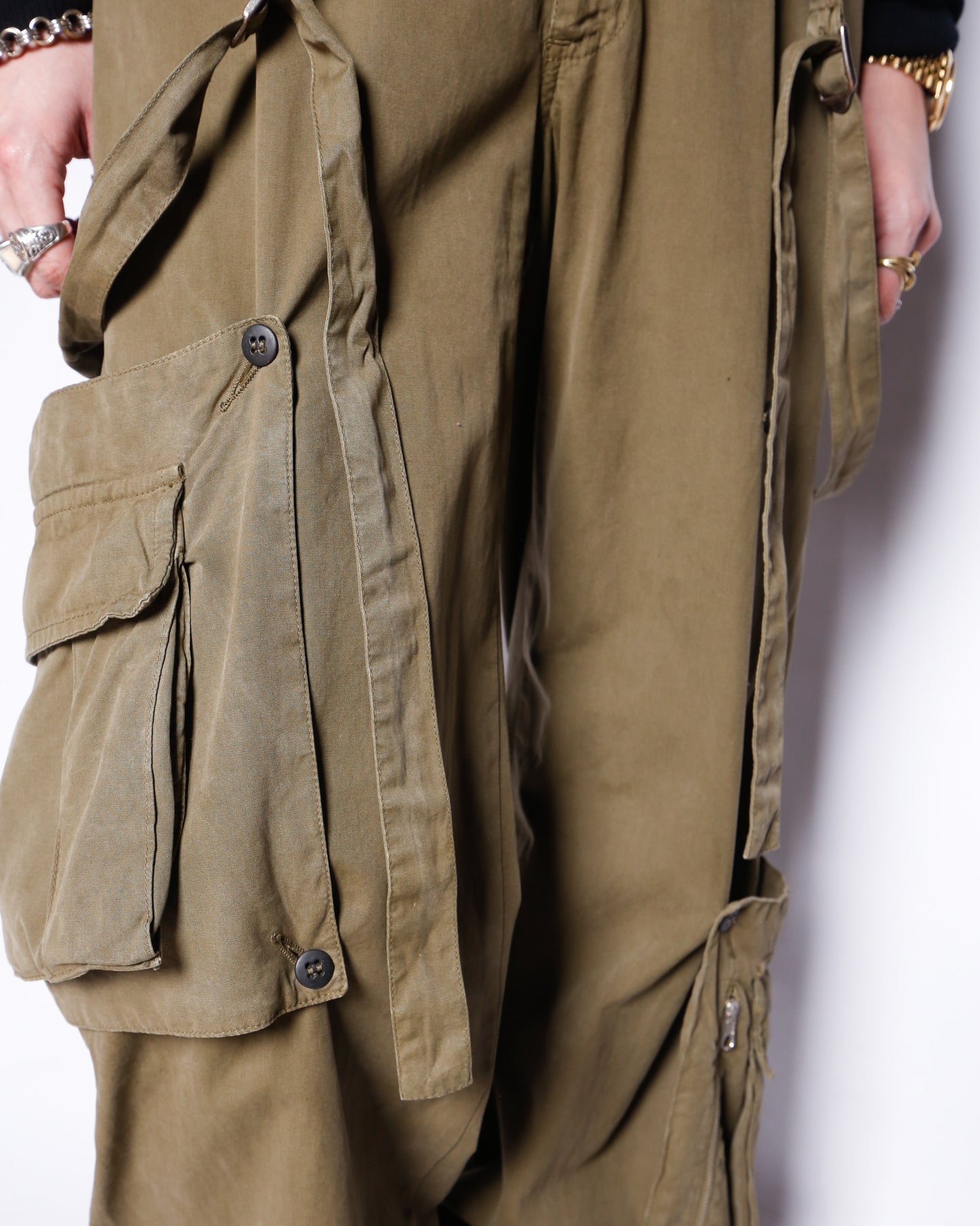 vintage silver king cargo salopette, detachable pocket