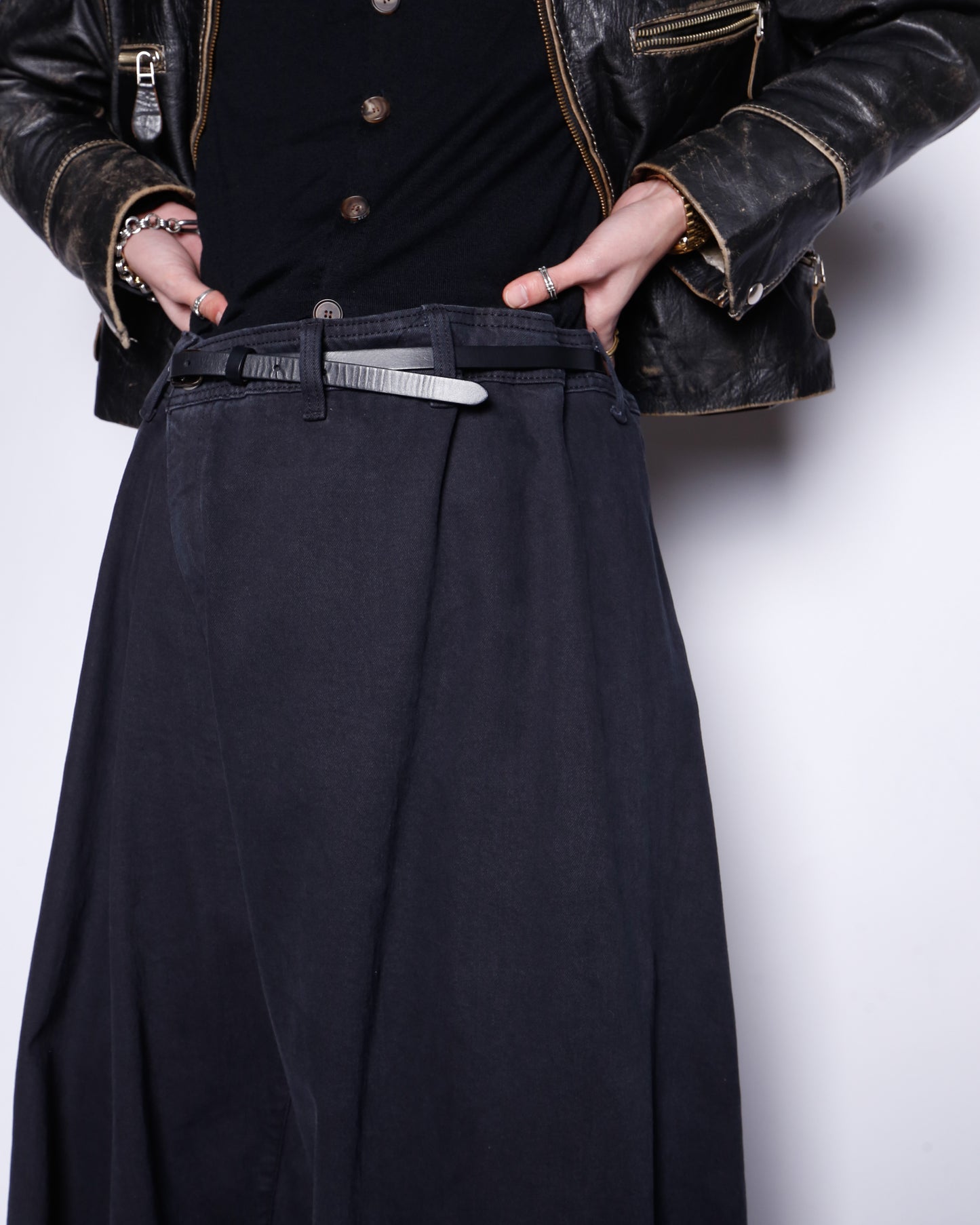 vintage asymmetry wide jeans