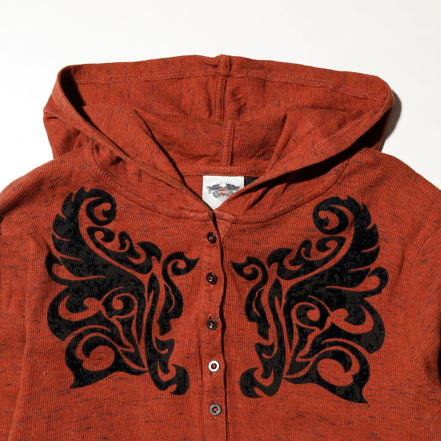 vintage harley-davidson tribal half button hoodie