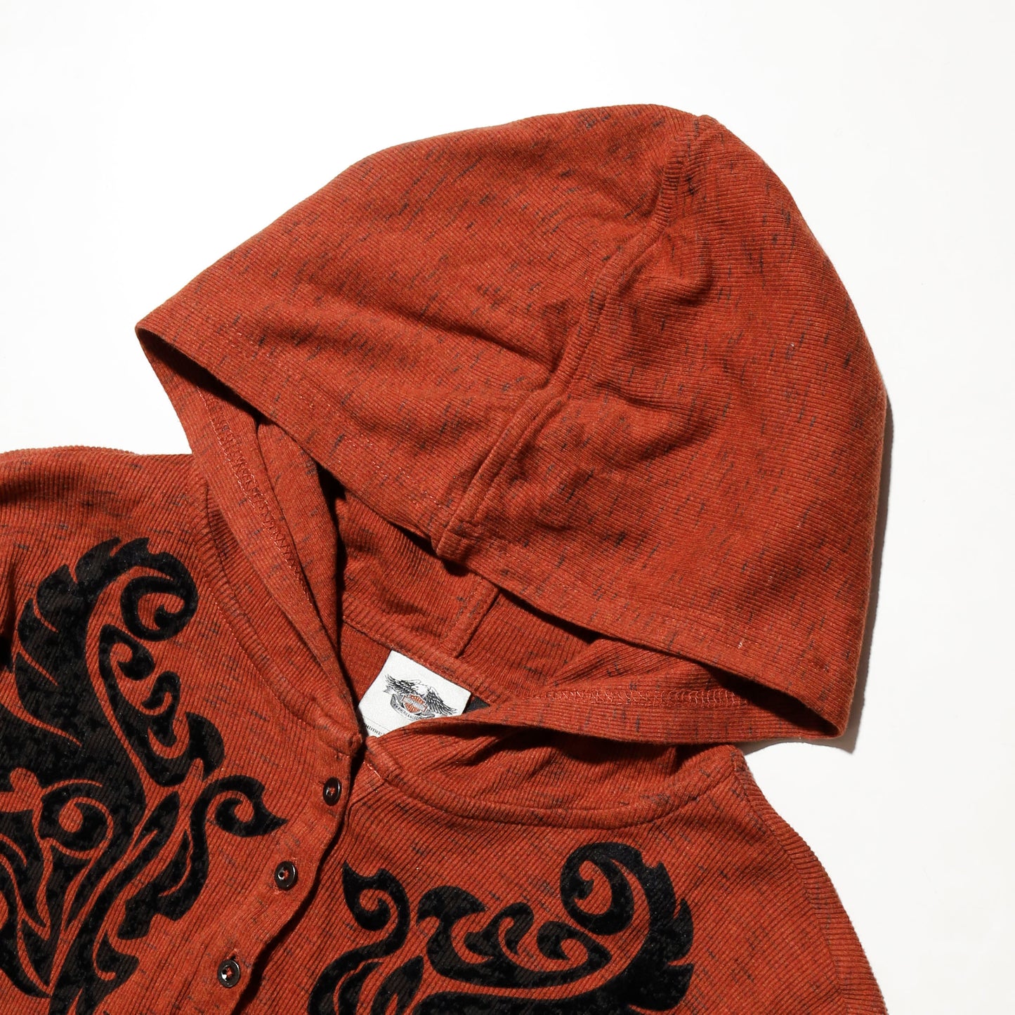 vintage harley-davidson tribal half button hoodie
