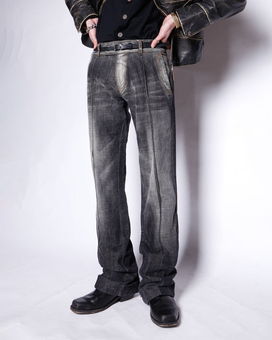 vintage energie center pleats flare jeans