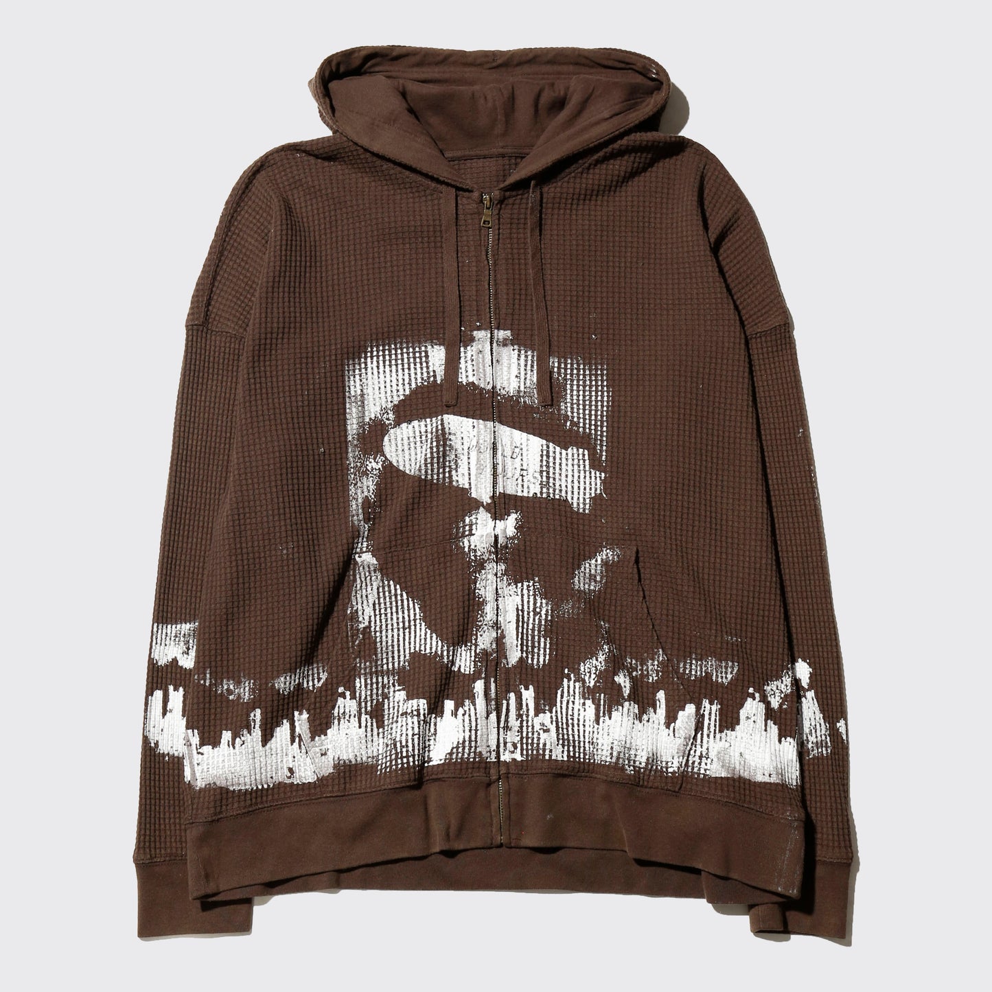 *one-off "the world is yours" hand screen waffle hoodie