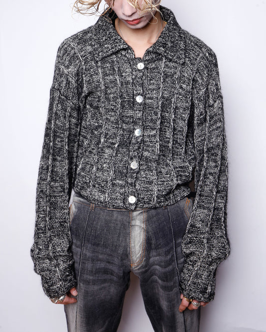 vintage melange silk cropped cardigan