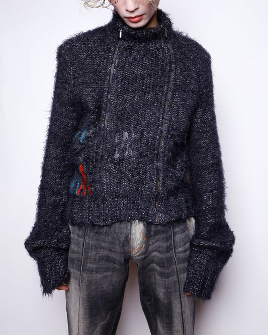 vintage double zip drivers sweater