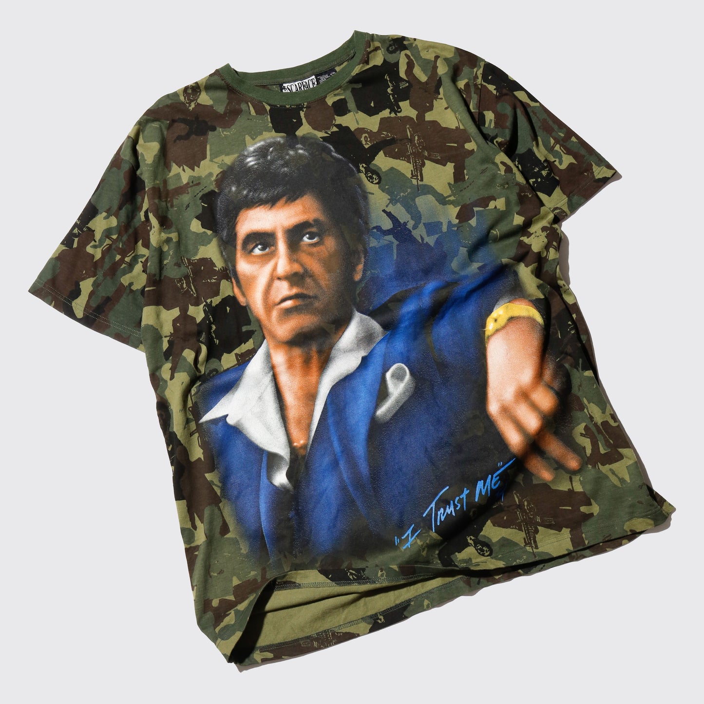 vintage 00's scareface tony montana camo t-shirt