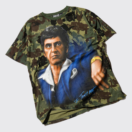 vintage 00's scareface tony montana camo t-shirt