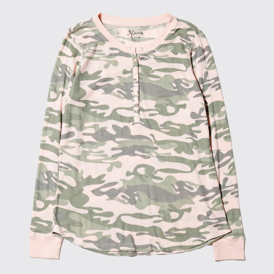 vintage henry neck camo thermal l/s