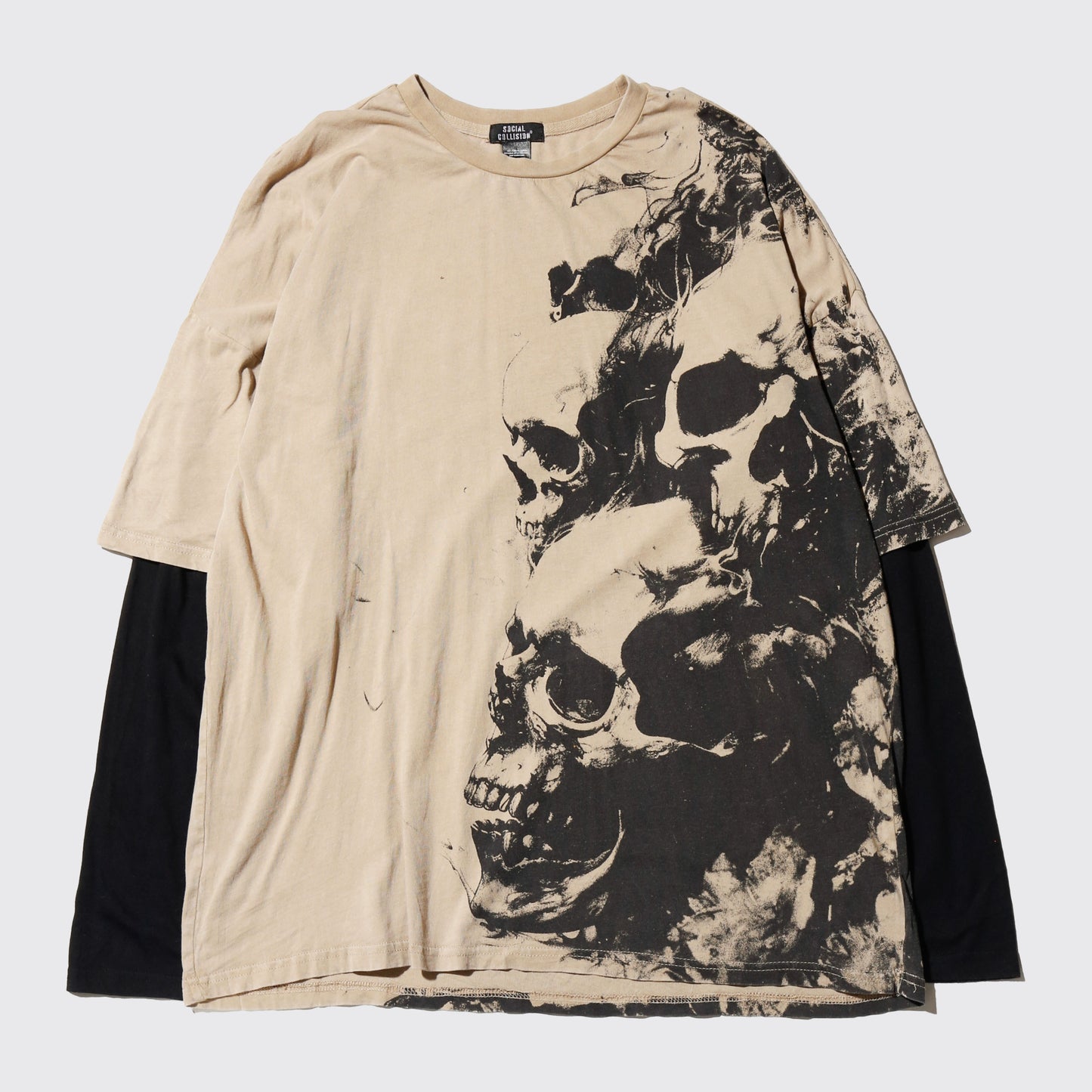 vintage layered skull l/s cut sew