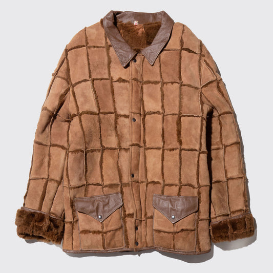 vintage patchwork shearling mouton jacket