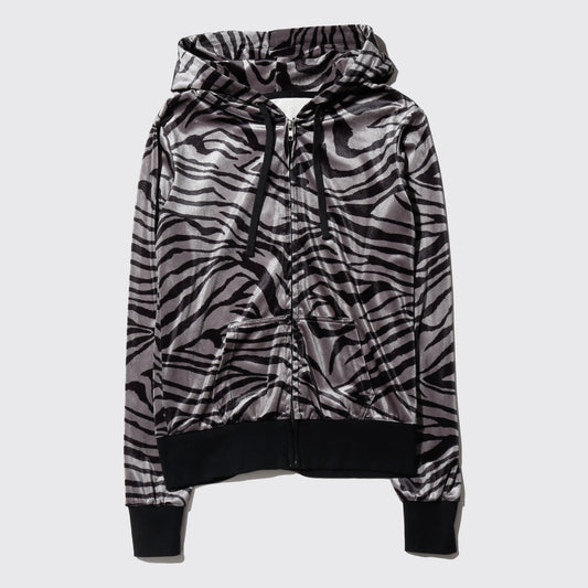 vintage zebra velour hoodie