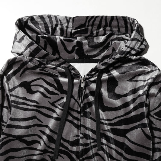 vintage zebra velour hoodie