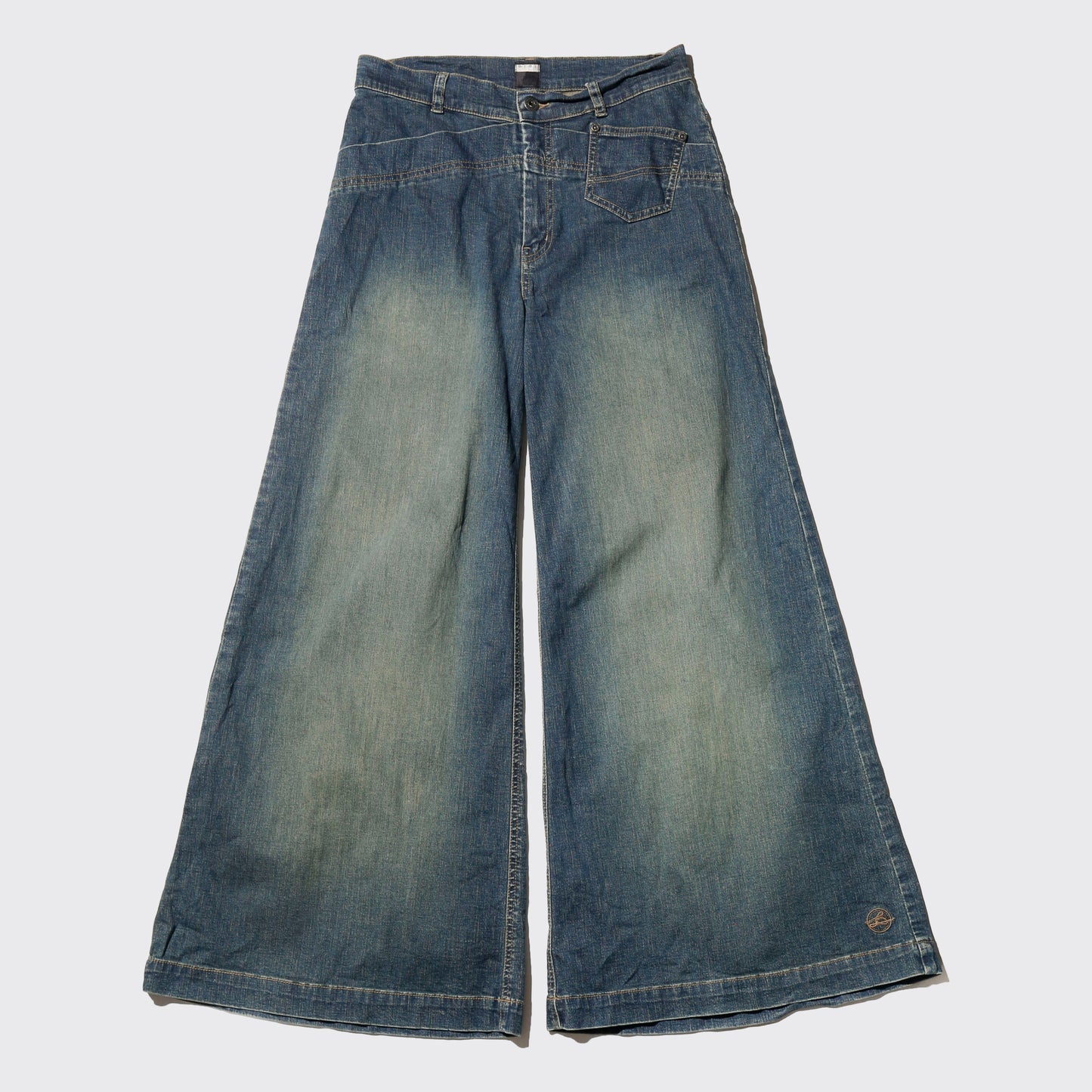 vintage low rise faded wide leg jeans