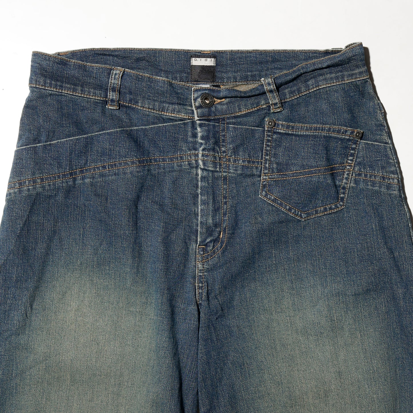 vintage low rise faded wide leg jeans