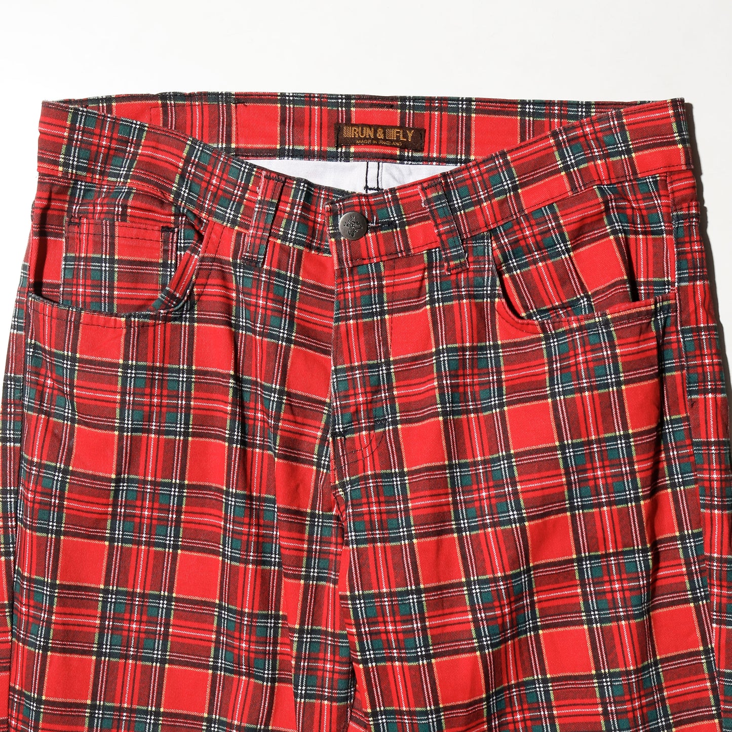 vintage u.k. tartan check mega flare trousers