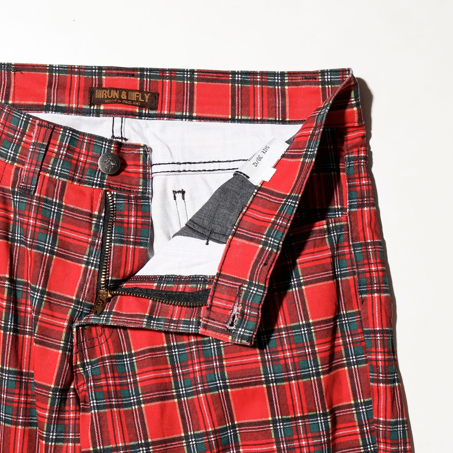 vintage u.k. tartan check mega flare trousers
