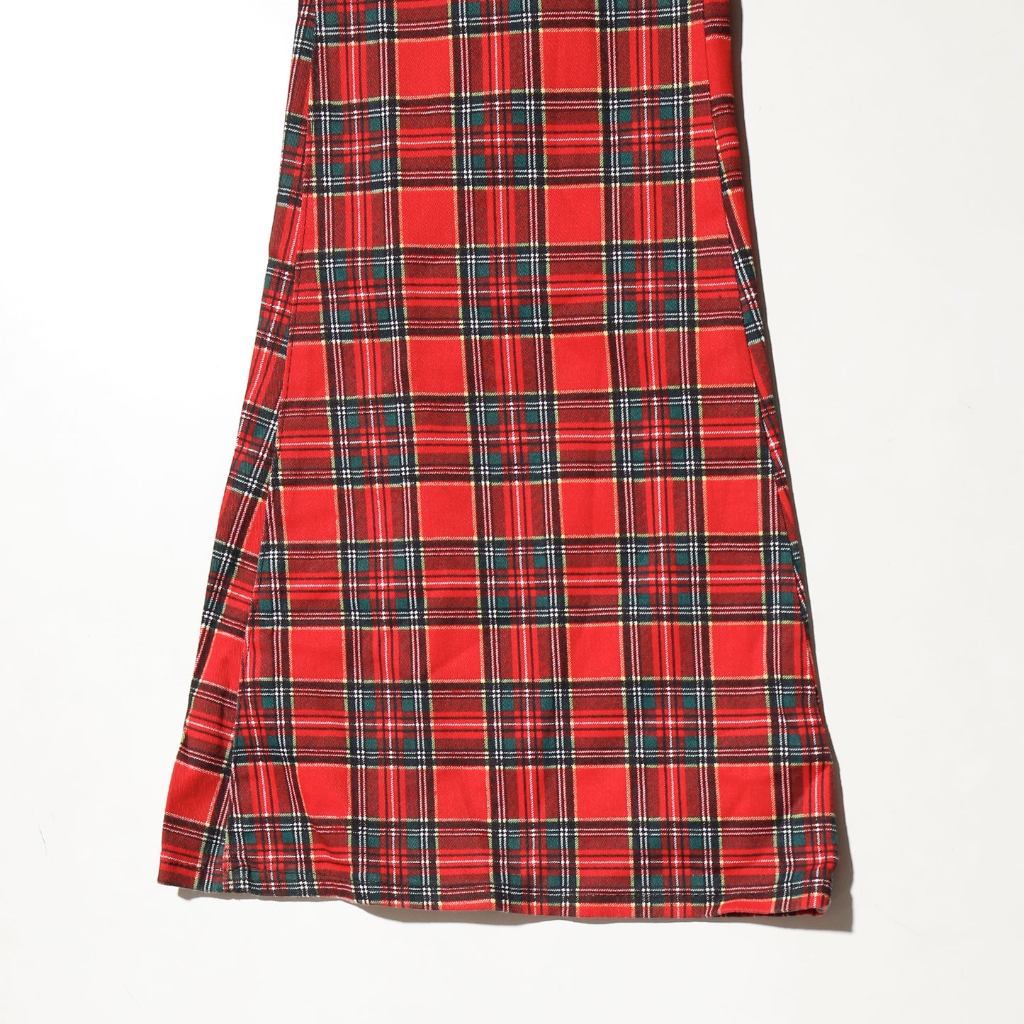 vintage u.k. tartan check mega flare trousers