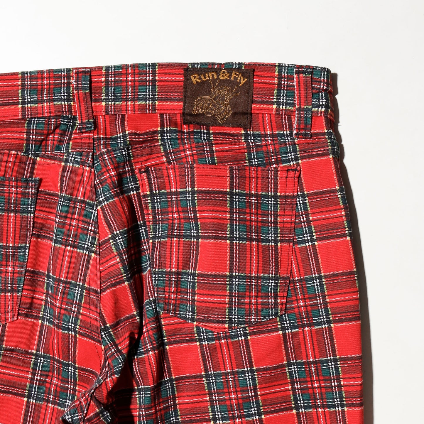 vintage u.k. tartan check mega flare trousers