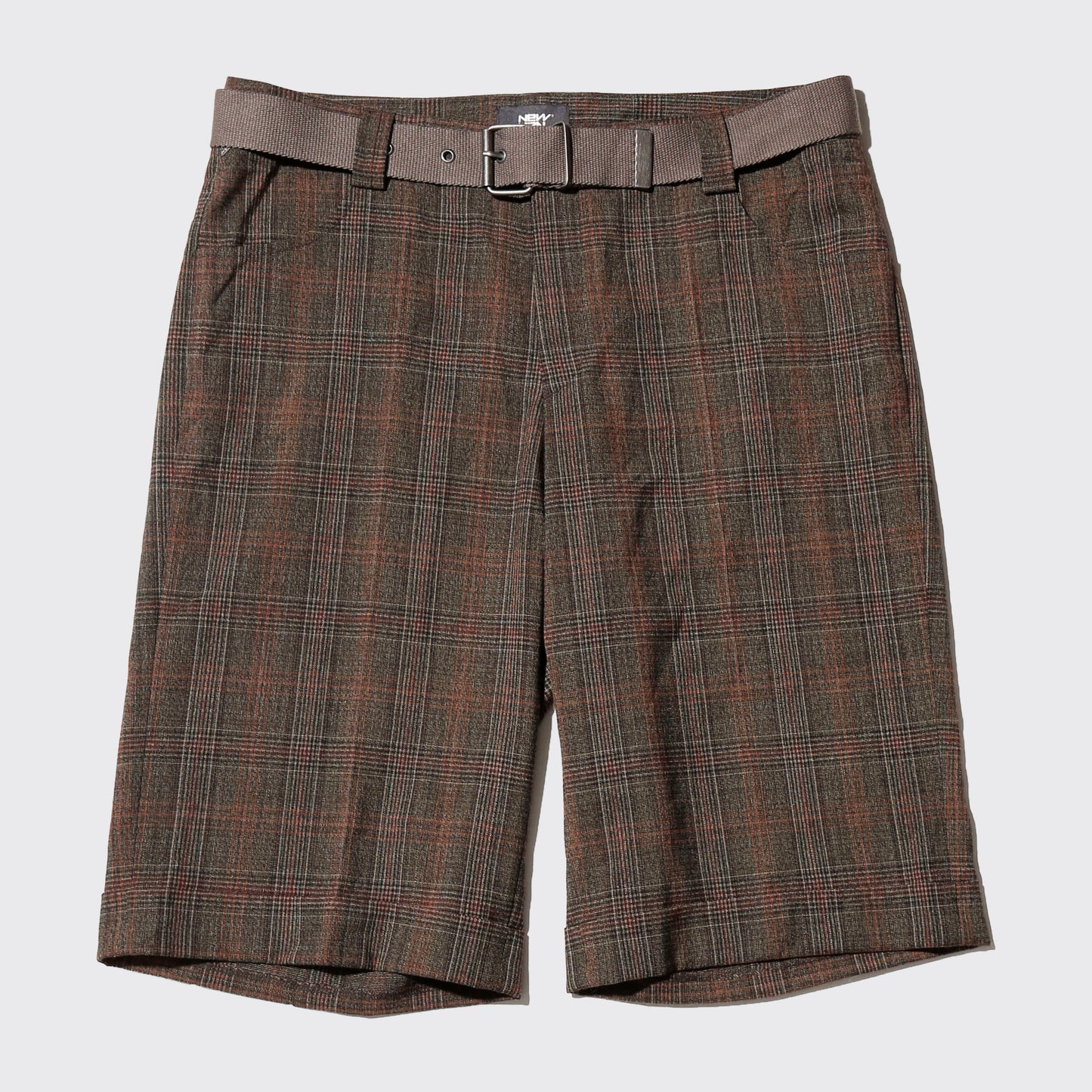 vintage belted low rise glen check shorts