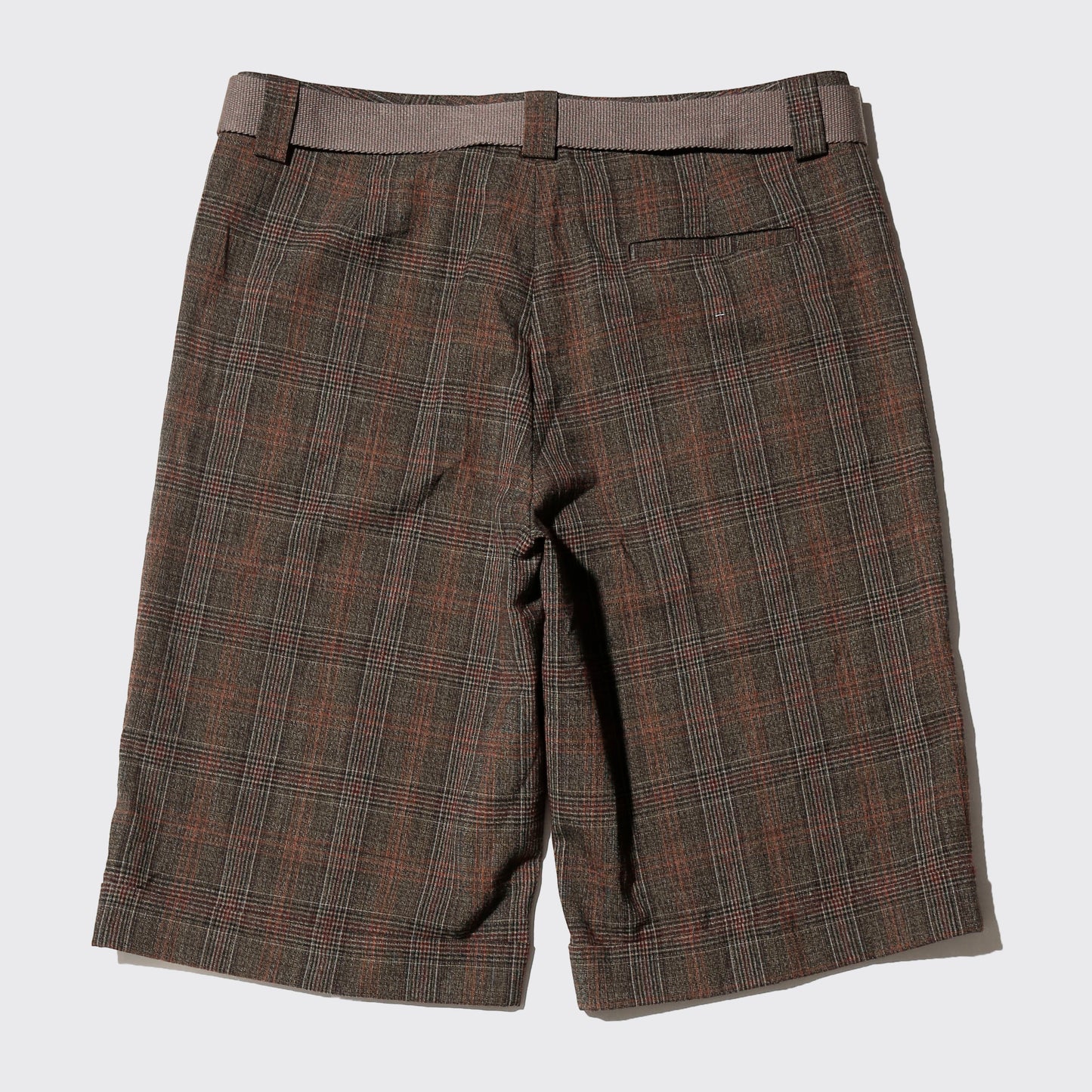 vintage belted low rise glen check shorts